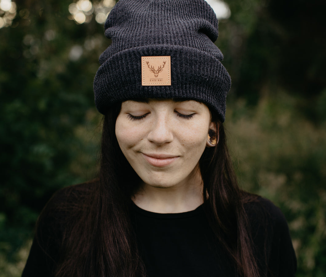 Dadirri Leather Patch Slouch Beanie